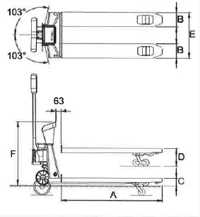 Handhubwagen / Palettrolli mit Waage, Tragkraft 2000 kg, Anzeigeschritt 0.5 kg